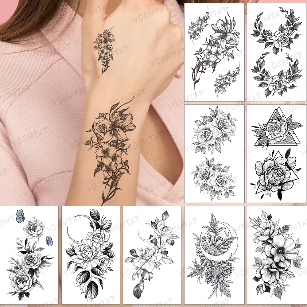 Waterproof Temporary Tattoo Sticker Realistic Black Waist Wrist Lily Flowers Flash Tatoo Fake Tatto For Body Art Women Men
Waterproof Temporary Tattoo Sticker Realistic Black Waist Wrist Lily Flowers Flash Tatoo Fake Tatto For Body Art Women Men