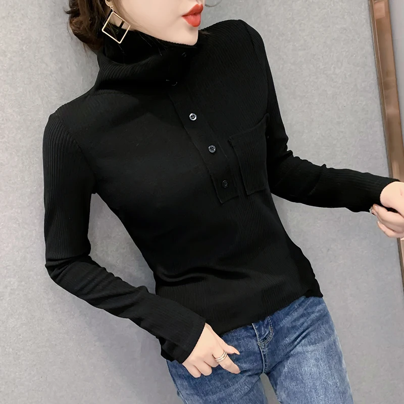 Fall Winter European Clothes Thick Brushed Cotton T-Shirt Sexy Turtleneck Solid Women Tops Pullover Pocket Tees
Fall Winter European Clothes Thick Brushed Cotton T-Shirt Sexy Turtleneck Solid Women Tops Pullover Pocket Tees