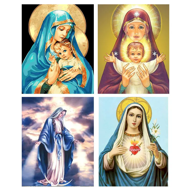 

GATYZTORY DIY Frame Painting By Numbers Kits The Virgin Mary Figure Picture By Number Hand Painted Acrylic Paint Home Decoration