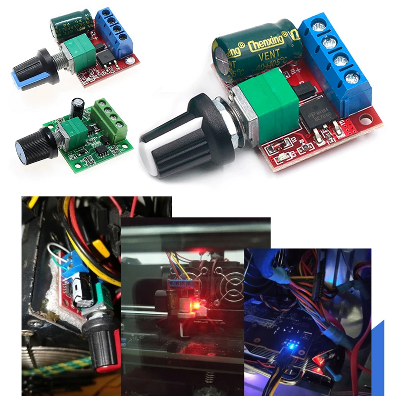 Мини контроллер скорости двигателя постоянного тока 3 в 6 12 24 35 5A 90 Вт ШИМ