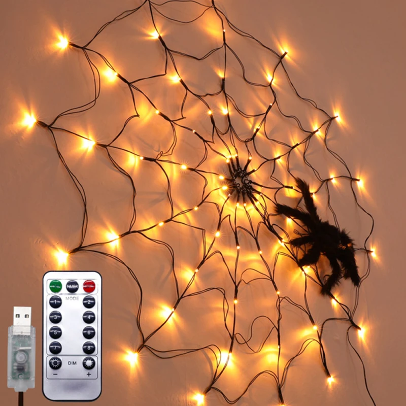 Led Spider Web Lights Halloween Party Decor Lighting String Indoor Halloween Terrifying Atmosphere Lamp Haunted House Decoration
Led Spider Web Lights Halloween Party Decor Lighting String Indoor Halloween Terrifying Atmosphere Lamp Haunted House Decoration