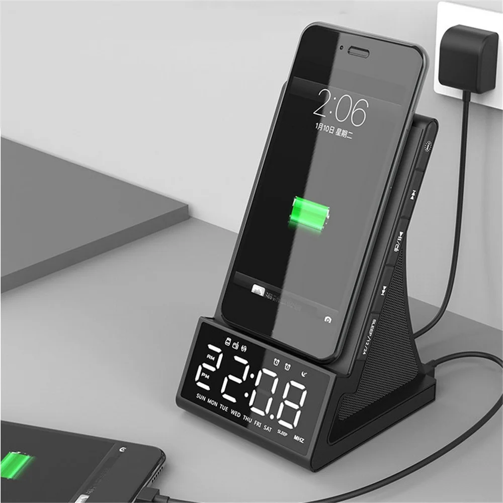 Home Desktop Wireless Charger Smart Bluetooth-Compatible Speaker With LCD Display Screen Support FM Alarm Clock TF AUX Player
Home Desktop Wireless Charger Smart Bluetooth-Compatible Speaker With LCD Display Screen Support FM Alarm Clock TF AUX Player