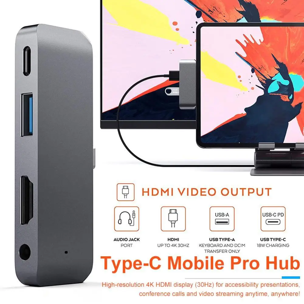 Алюминиевый адаптер Type C для мобильного телефона Pro Hub со стандартной зарядкой 4K