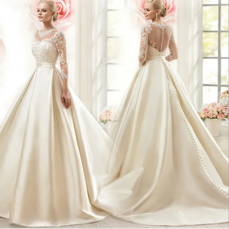 Trailing 7 / 4 Sleeve Wedding Dress 2021 New Spring Bride Lace Wedding Dress Satin Wedding Dress Vintage Off White Belt Sexy
Trailing 7 / 4 Sleeve Wedding Dress 2021 New Spring Bride Lace Wedding Dress Satin Wedding Dress Vintage Off White Belt Sexy