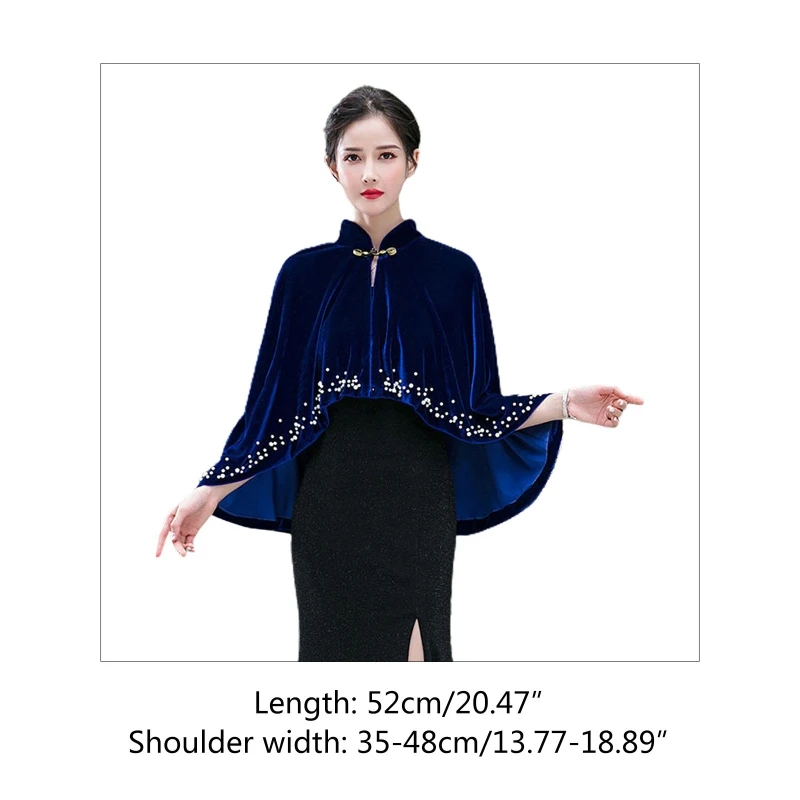 Women Autumn Vintage Velvet Shawl Wrap Stand Collar Imitation Pearl Beading Evening Cape Cover Up Wedding Bolero Shrug
Women Autumn Vintage Velvet Shawl Wrap Stand Collar Imitation Pearl Beading Evening Cape Cover Up Wedding Bolero Shrug