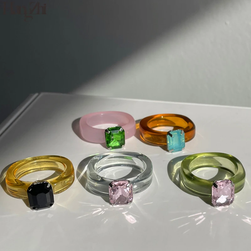 HangZhi New Korean 5 pcs/set Colorful Rhinestones Square Glasses Transparent Acrylic Resin Rings for Women Thumb Ring Jewelry
HangZhi New Korean 5 pcs/set Colorful Rhinestones Square Glasses Transparent Acrylic Resin Rings for Women Thumb Ring Jewelry