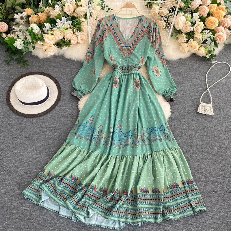 2020 new fashion women's clothing V-Neck Ankle-Length Print Full dress women dresses
2020 new fashion women's clothing V-Neck Ankle-Length Print Full dress women dresses