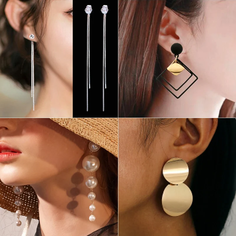 Vintage Geometric Long Tasse Drop Earrings For Women BOHO Acrylic Big Statement Gold Hanging Earings Wedding Party Gift | Украшения и