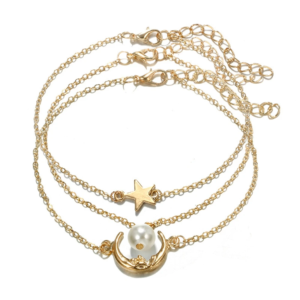 Retro Fashion Pentagram Pearl Pendant Foot Sandals Ankle Accessories Moon Alloy Multi-layer Anklet Women
Retro Fashion Pentagram Pearl Pendant Foot Sandals Ankle Accessories Moon Alloy Multi-layer Anklet Women