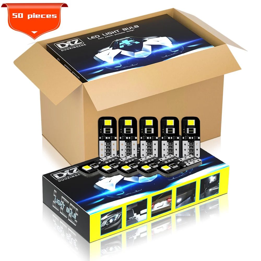 Лампы головного света DXZ 50 шт. W5W 168 194 T10 6000K белые для салона автомобиля Купольные