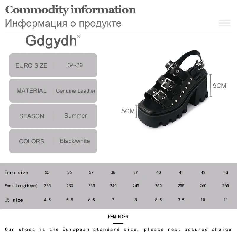 Gdgydh Genuine Leather Gothic Punk Shoes Platform Women Belt Buckle Rivet Girls Sandals Creepers Japanese Harajuku Chunky Heel
Gdgydh Genuine Leather Gothic Punk Shoes Platform Women Belt Buckle Rivet Girls Sandals Creepers Japanese Harajuku Chunky Heel
