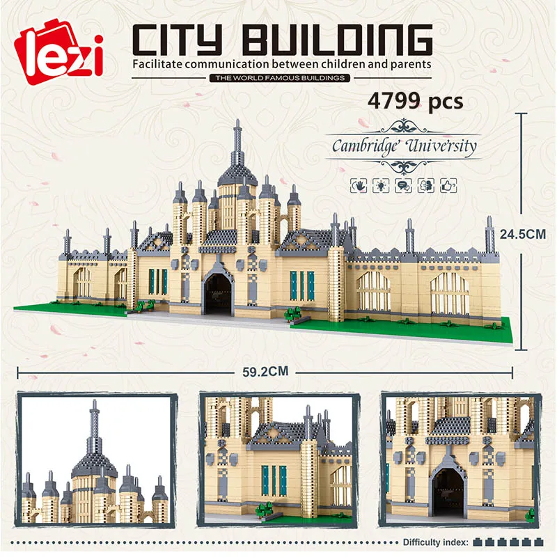 

Diamond City Architecture Taj Mahal Oxford University Castle Micro Building Blocks Big Ben Cambridge London Paris Louvre Toys