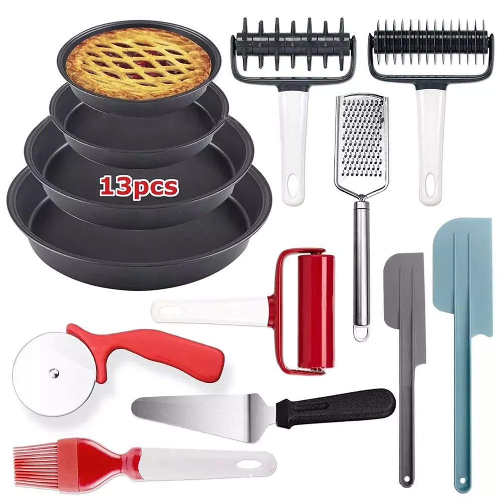 13 Pcs/set 9 Inch Pizza Baking Pan Non-stick Bakeware Roller Pin Scraper Baking Cake Pan Pastry Baking Tool Kitchen Cooking Tool
13 Pcs/set 9 Inch Pizza Baking Pan Non-stick Bakeware Roller Pin Scraper Baking Cake Pan Pastry Baking Tool Kitchen Cooking Tool