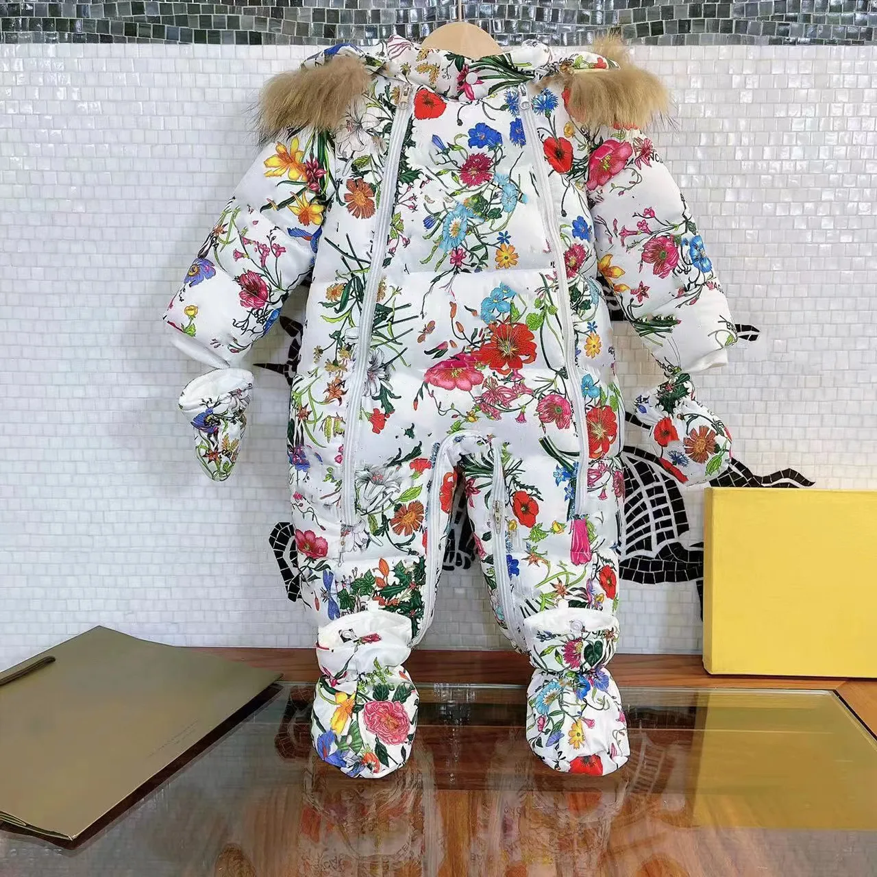 

Комбинезон для новорожденных девочек, теплый комбинезон с цветочным принтом, одежда, брендовая одежда для новорожденных, 74 80 86 92 98 см