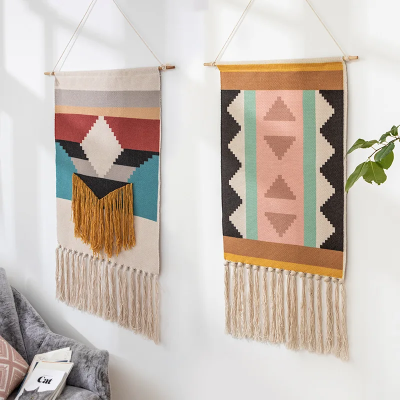 Nordic Art Wall Hanging Tapestry Linen Hand-knitted tassel Decor Tapestry Geometric canvas Print Muslim Home Decor background
Nordic Art Wall Hanging Tapestry Linen Hand-knitted tassel Decor Tapestry Geometric canvas Print Muslim Home Decor background