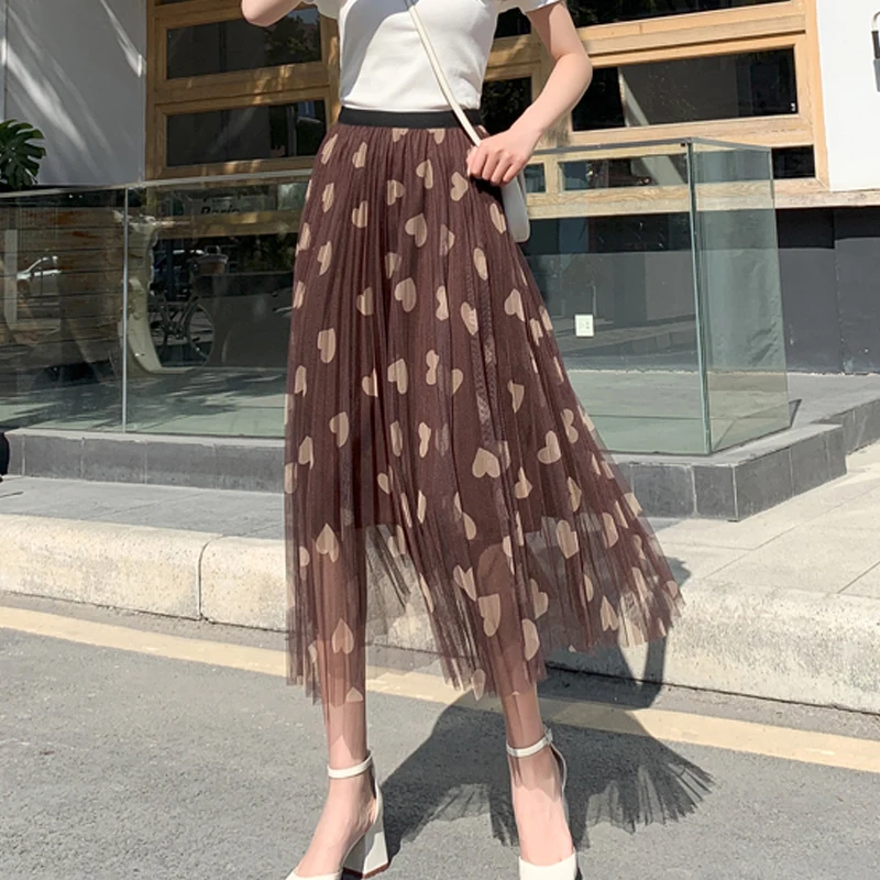 Limiguyue Spring Summer High Waist Pleated Skirt Women Korean Love Mesh Print Skirt Vintage Mid-Calf Long Skirts 3 Colors K619
Limiguyue Spring Summer High Waist Pleated Skirt Women Korean Love Mesh Print Skirt Vintage Mid-Calf Long Skirts 3 Colors K619