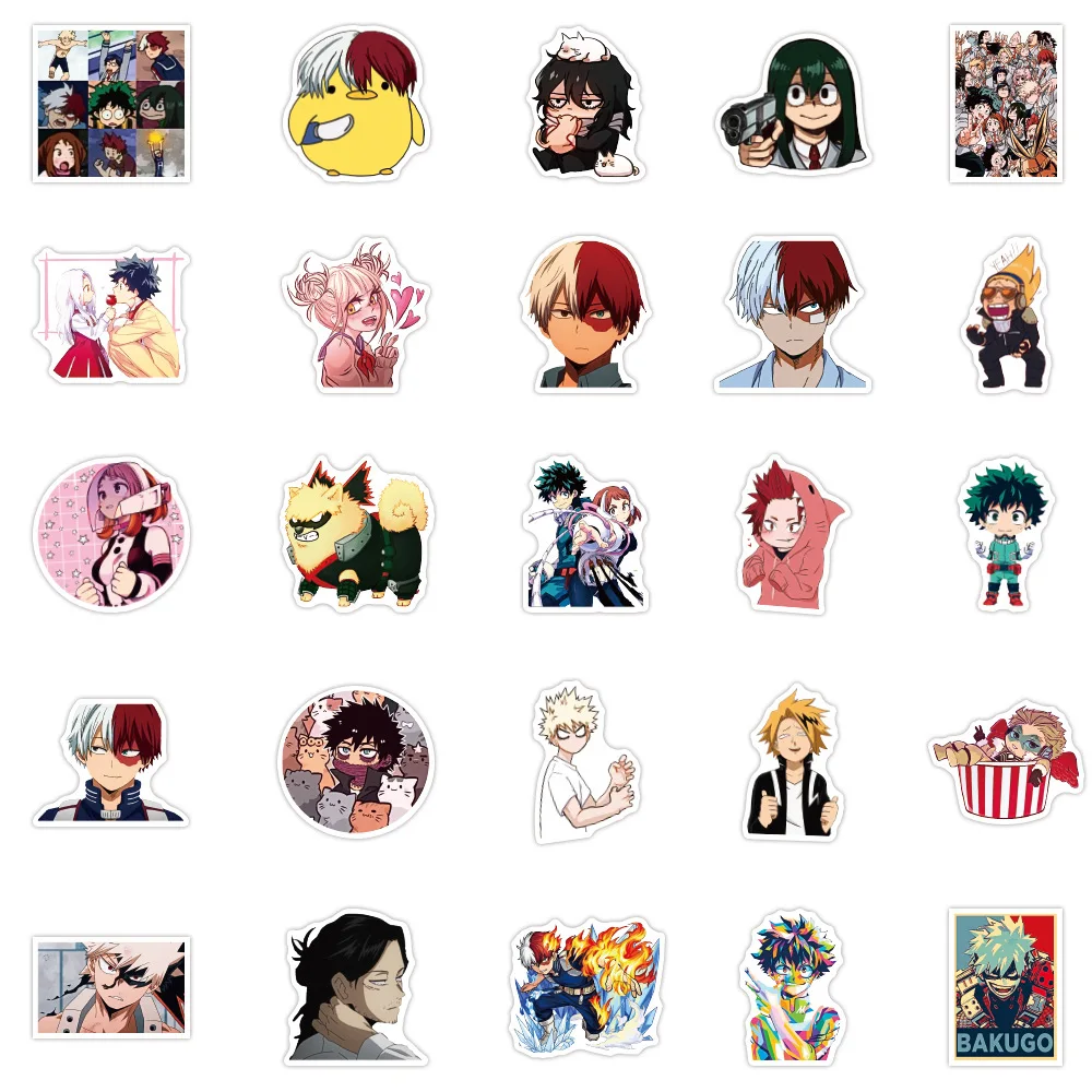 50 шт. My Hero Академия шото Тодороки наклейки Косплэй Bakugou Katsuki haku ПВХ