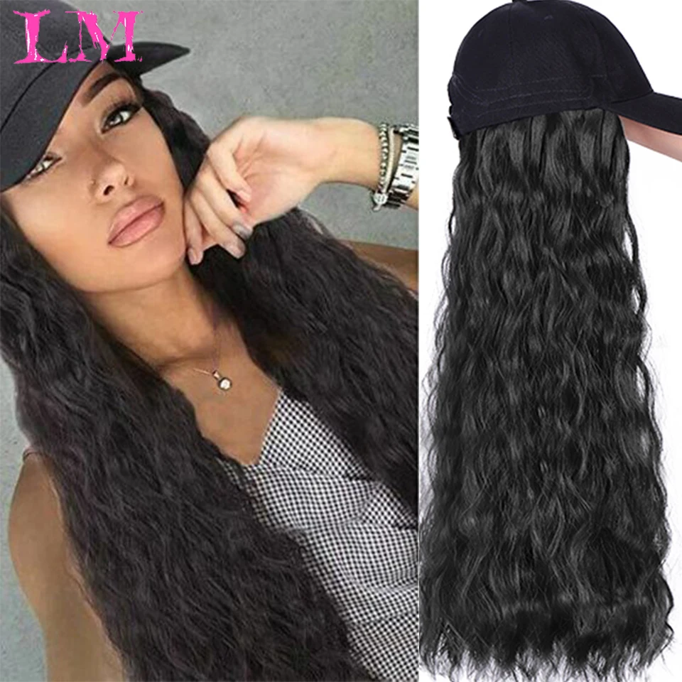 LiangMo Women Black Baseball Cap With Long Straight/Wavy Fake Hair Hat Wig Synthetic Hair Extensions Black Brown Cap Wig
LiangMo Women Black Baseball Cap With Long Straight/Wavy Fake Hair Hat Wig Synthetic Hair Extensions Black Brown Cap Wig