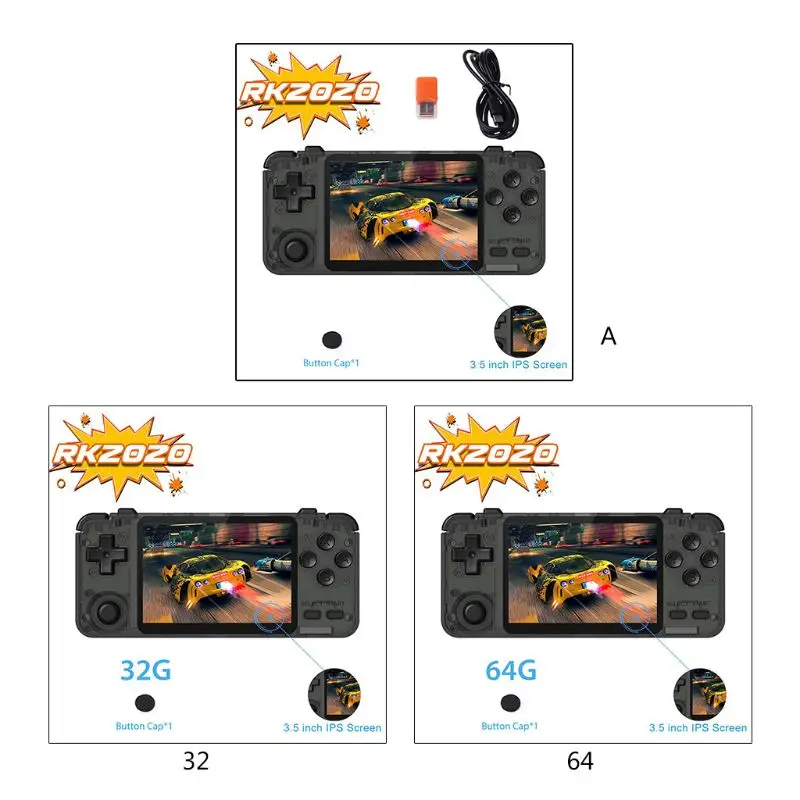 RK2020 Retro Game Console Handheld Portable Game Host Machine with 3.5Inch IPS Screen 32G/64G 67JA
RK2020 Retro Game Console Handheld Portable Game Host Machine with 3.5Inch IPS Screen 32G/64G 67JA