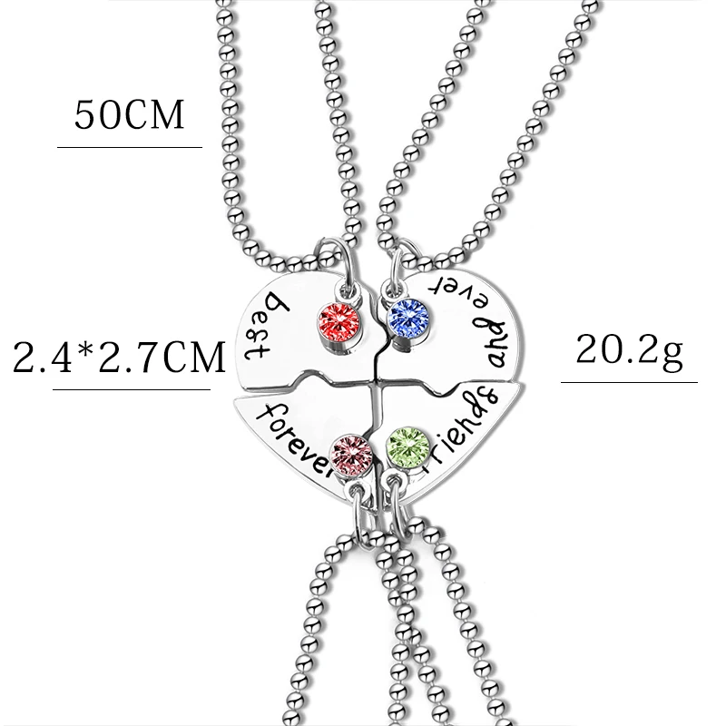 zhijia new trendy heart shape best friends forever and ever pendant necklace for classic friendship jewelry gifts | Украшения и