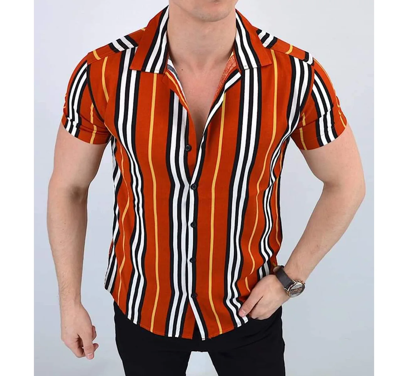 Men Clothing 2021 Summer New Men's Striped Printed Short-sleeved Shirt Casual Fashion Camisas Para Hombre
Men Clothing 2021 Summer New Men's Striped Printed Short-sleeved Shirt Casual Fashion Camisas Para Hombre