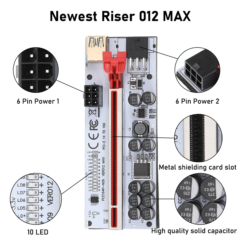 

Новейший VER012MAX USB 3.0 PCI-E Райзер VER012 Экспресс-кабель X16 Райзер-карта PCI-E Райзер для майнинга биткоинов видеокарта