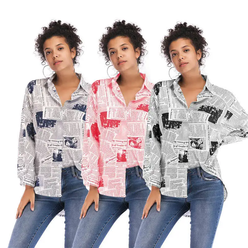 2020 Foreign Trade Fashion Long Sleeve Letters Printed Newspapers Loose Shirt Female Summer Loose Trend Design
2020 Foreign Trade Fashion Long Sleeve Letters Printed Newspapers Loose Shirt Female Summer Loose Trend Design