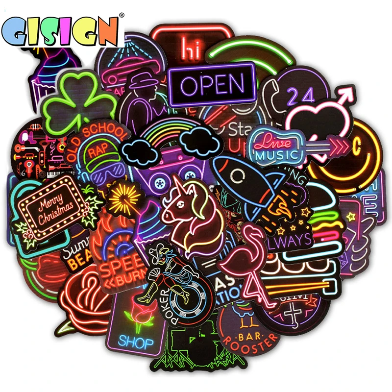 50pcs Neon Light Sticker Sticker Pack Set Anime Stickers For Children Kids Guitar Cans Fridge Car Skateboard Stickers Suitcase 
50pcs Neon Light Sticker Sticker Pack Set Anime Stickers For Children Kids Guitar Cans Fridge Car Skateboard Stickers Suitcase