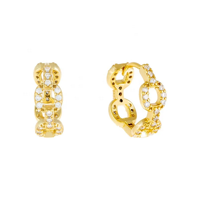 Original Brand 925 Sterling Silver Gold Full Pave Diamond CZ Link Huggie Hoop Earring Women
Original Brand 925 Sterling Silver Gold Full Pave Diamond CZ Link Huggie Hoop Earring Women