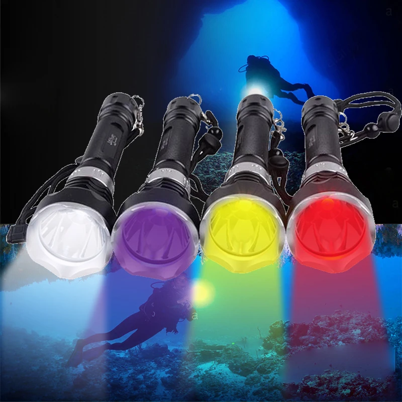 

5-Mode Powerful 10W LED Diving Light Professional IP68 Diving Flashlight Underwater 50m Super Bright UV/Red/White Diving Torch