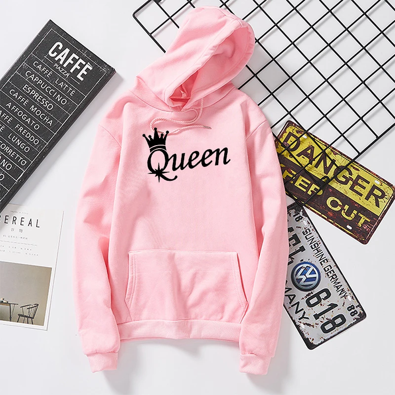 Толстовки Queen King с надписью одежда для пар толстовка капюшоном влюбленных Y2k