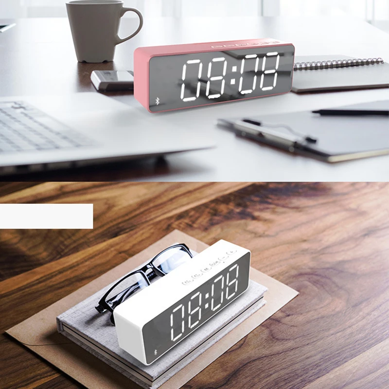 B119 Smart Wireless Bluetooth Speaker Bedside Alarm Clock Stereo Subwoofer with Temperature Monitor Dimmable Display
B119 Smart Wireless Bluetooth Speaker Bedside Alarm Clock Stereo Subwoofer with Temperature Monitor Dimmable Display