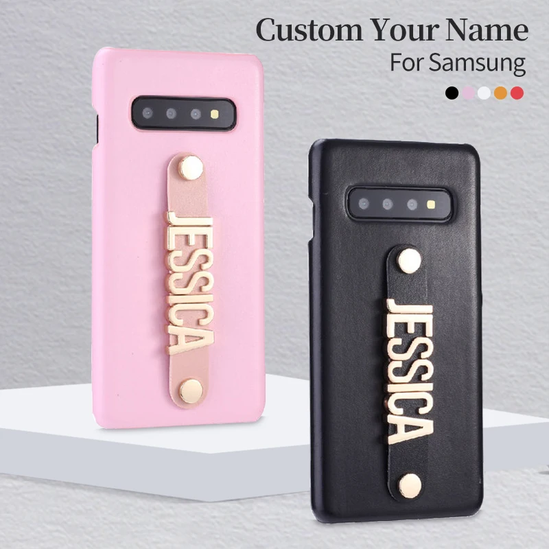 For Samsung Galaxy S8 S9 S10 Plus Note 8 9 A50 Custom Leather Phone Case Holding Strap Gold Metal Name Text Phone Funda Coque
For Samsung Galaxy S8 S9 S10 Plus Note 8 9 A50 Custom Leather Phone Case Holding Strap Gold Metal Name Text Phone Funda Coque