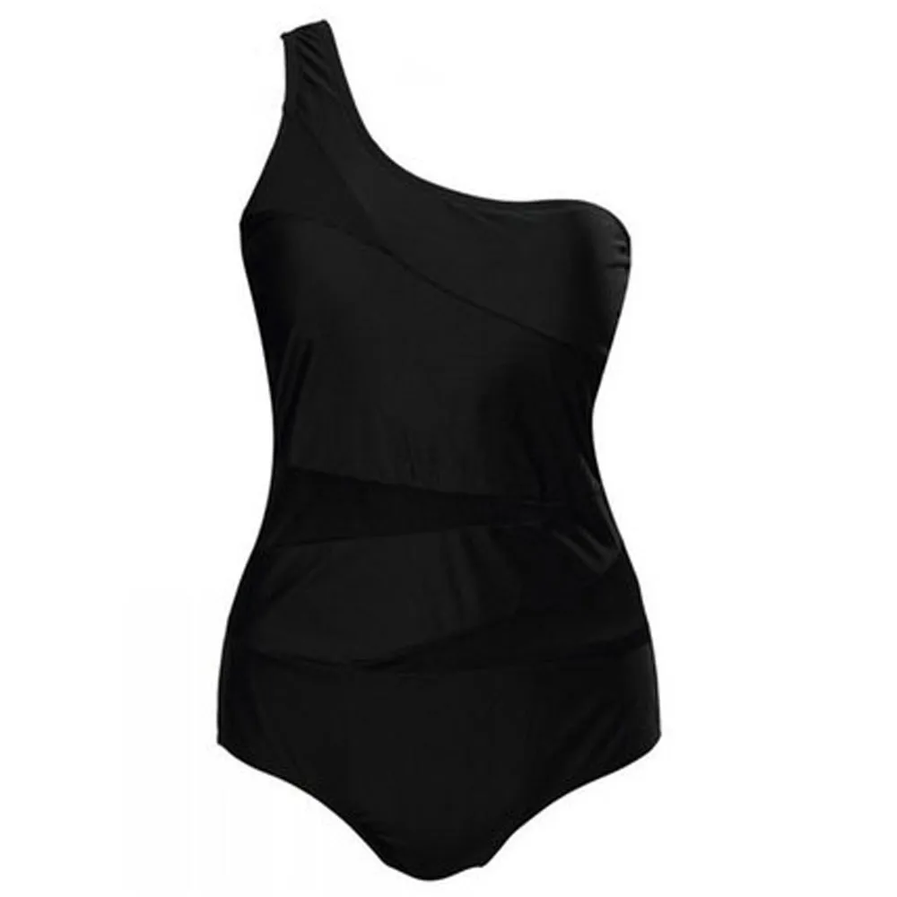Women One Shoulder Piece Swimsuit 2020 Sexy Swimwear Bandeau Beach Wear Mesh Swim Suits Black Dot Beachwear CD | Спорт и развлечения