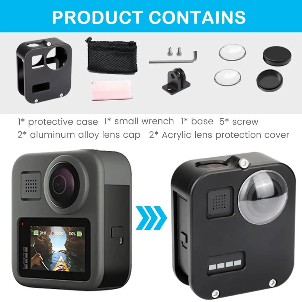 JINSERTA Housing Shell Case Cover for Gopro Max CNC Aluminum Alloy Protective Cage with Lens Cap for GoPro Max
JINSERTA Housing Shell Case Cover for Gopro Max CNC Aluminum Alloy Protective Cage with Lens Cap for GoPro Max