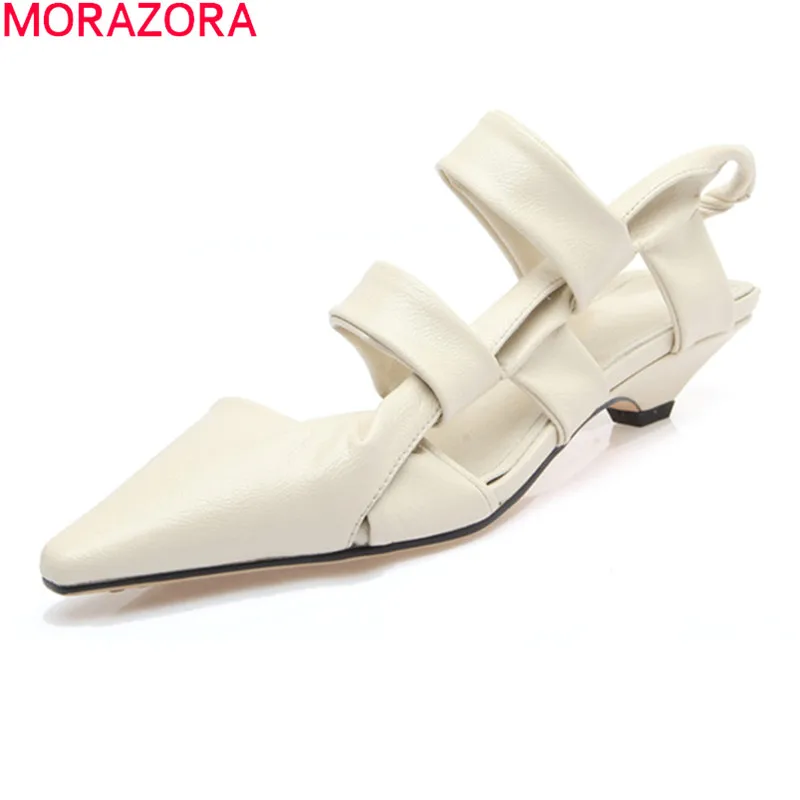 MORAZORA Genuine Leather Sandals Women Summer Fashion Pointed Toe Party Shoes Low Heel Classic Ladies Sandals Black White
MORAZORA Genuine Leather Sandals Women Summer Fashion Pointed Toe Party Shoes Low Heel Classic Ladies Sandals Black White
