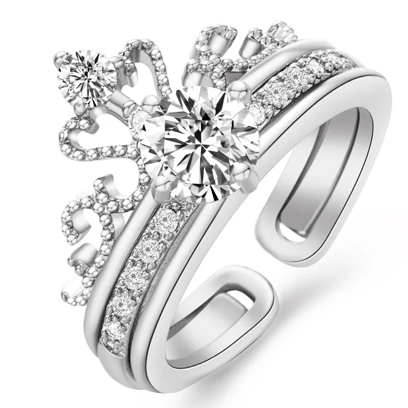 Изысканное кольцо с цирконом короной и изменяемым размером кольца богиня для
