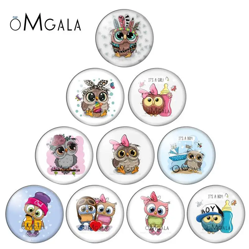 Круглые картины с животными из мультфильма Сова 10 мм/12 мм/16 мм/18 мм/25 мм стеклянный
