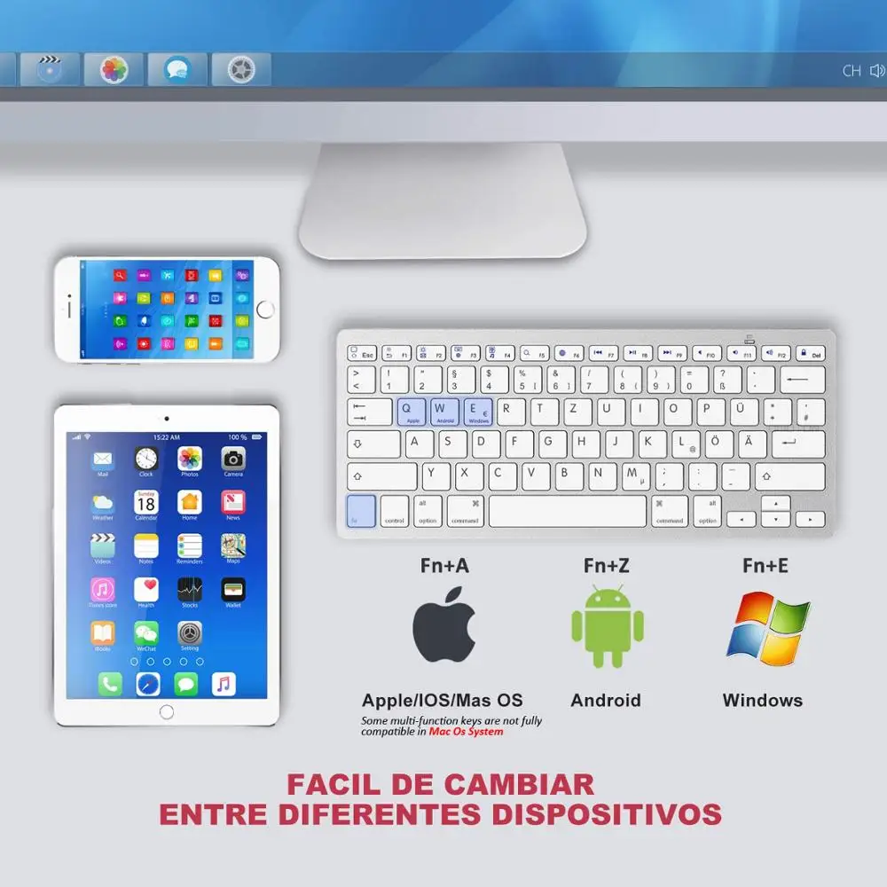Bluetooth клавиатура с немецким иероглифом портативная тонкая беспроводная для iPad
