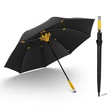 Anti-thunder windproof lotus fiberglass car golf umbrella 210T Taiwan Formosa pongee black coating Anti-UV long-handle parasol