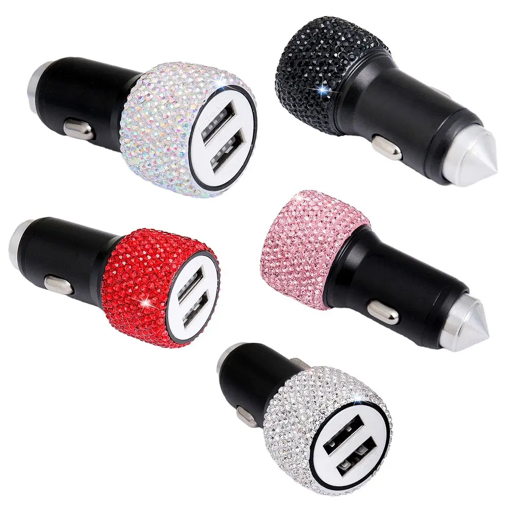 Diamond-Studded Car Mobile Phone Safety Hammer Charger Dual Usb Fast Charge Car Phone Aluminum Alloy Car Charger
Diamond-Studded Car Mobile Phone Safety Hammer Charger Dual Usb Fast Charge Car Phone Aluminum Alloy Car Charger
