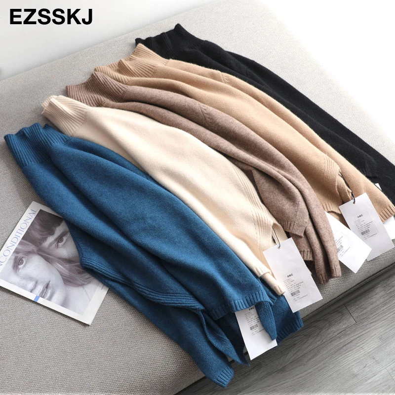 Autumn Winter basic oversize thick Sweater pullovers Women 2021 loose cashmere turtleneck Sweater Pullover female Long Sleeve 
Autumn Winter basic oversize thick Sweater pullovers Women 2021 loose cashmere turtleneck Sweater Pullover female Long Sleeve
