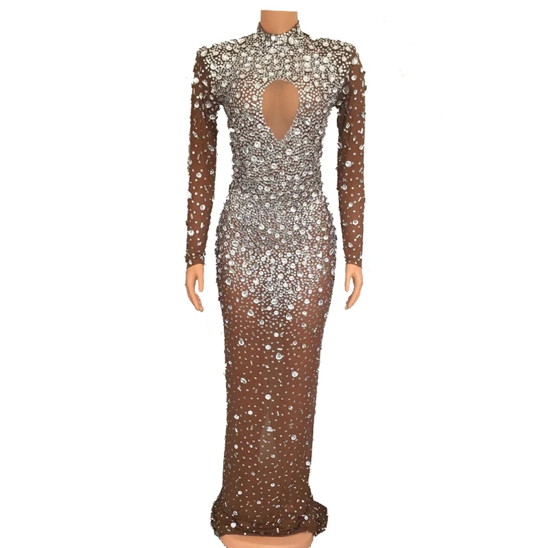 New Fashion Women Rhinestones Crystals Mesh Long Dress Birthday Wedding Evening Prom Party Dress Singer Performance Wear
New Fashion Women Rhinestones Crystals Mesh Long Dress Birthday Wedding Evening Prom Party Dress Singer Performance Wear