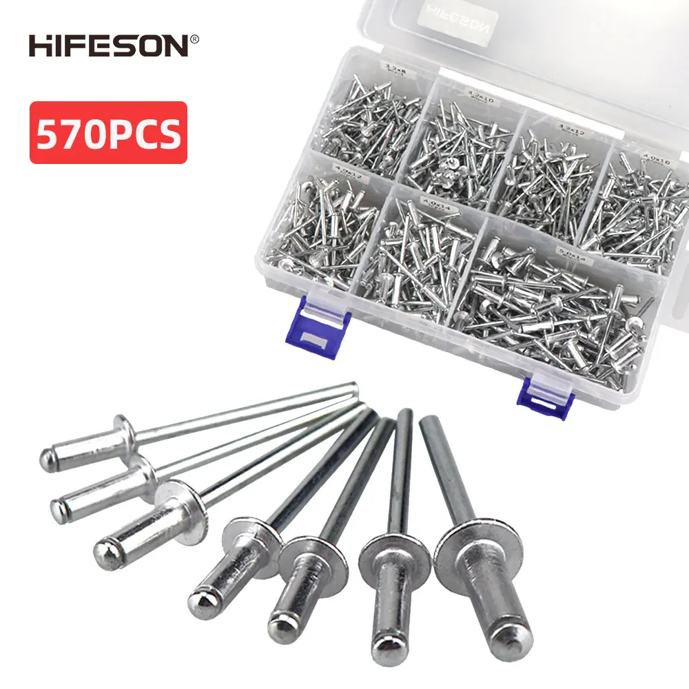 HIFESON 570PCS Rivet Gun Aluminum Core Pull Rivet Decoration Nail 3.2*8/10/12 4.0*10/12/14 5.0*14 for Furniture Assortment Kit
HIFESON 570PCS Rivet Gun Aluminum Core Pull Rivet Decoration Nail 3.2*8/10/12 4.0*10/12/14 5.0*14 for Furniture Assortment Kit