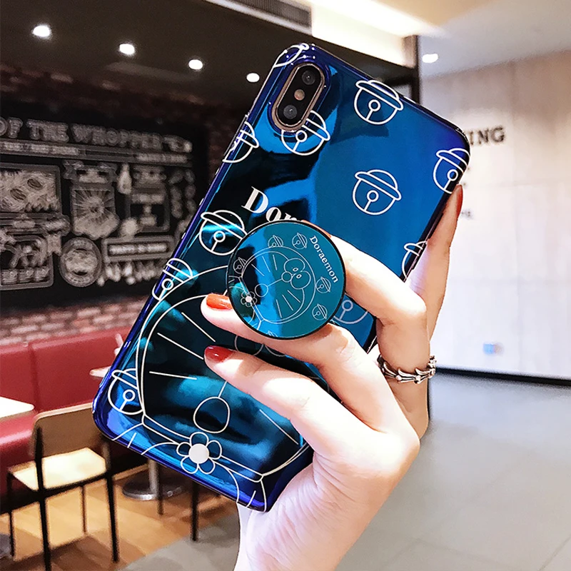 Для iphone 11 3D Blue Ray Doraemon мультяшный Мягкий силиконовый чехол с кронштейном для 6 6S plus