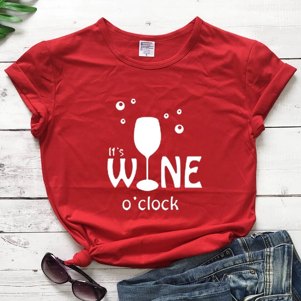 Women It's Wine O'clock Printed Letters for Women T-shirt Casual Hipster Funny T-shirt for Girl Lady graphc funny art Top- L353
Women It's Wine O'clock Printed Letters for Women T-shirt Casual Hipster Funny T-shirt for Girl Lady graphc funny art Top- L353