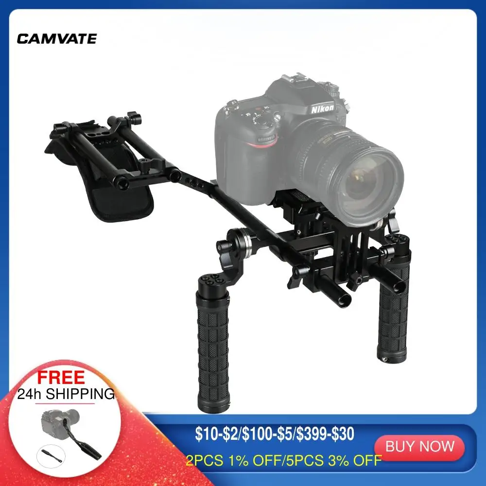 CAMVATE DSLR Camera Shoulder Mount Rig With Manfrotto QR Plate & Rubber Handgrip & 15mm Rod System & Shoulder Pad & lens Support
CAMVATE DSLR Camera Shoulder Mount Rig With Manfrotto QR Plate & Rubber Handgrip & 15mm Rod System & Shoulder Pad & lens Support