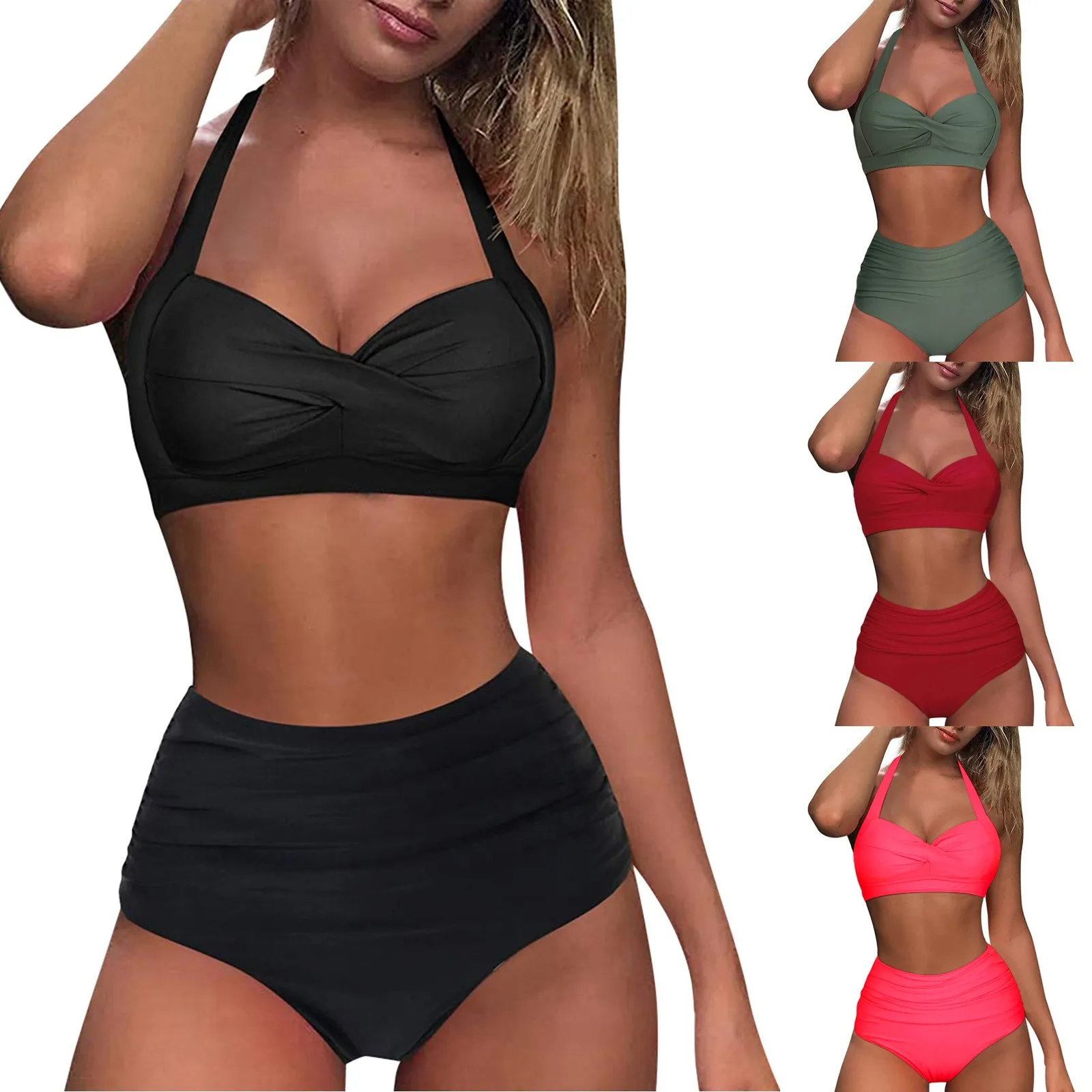 2021 Sexy Bikinis Two Piece Retro Halter Bikini Set High Waist Bandage Push Up Swimwear Women Brazilian Swimsuit Bathing Suits
2021 Sexy Bikinis Two Piece Retro Halter Bikini Set High Waist Bandage Push Up Swimwear Women Brazilian Swimsuit Bathing Suits