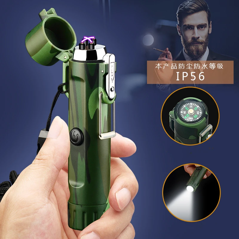 Waterproof USB Electric Torch Lighter Windproof Plasma Rechargeable Lighter Camping Distress Signal Flashlight Lighter Compass
Waterproof USB Electric Torch Lighter Windproof Plasma Rechargeable Lighter Camping Distress Signal Flashlight Lighter Compass
