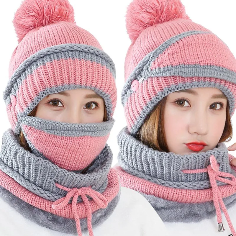 Winter knitted Beanies Hats Women Thick Warm Beanie Skullies Hat Female knit Bonnet Beanie Caps Outdoor Riding Three-piece suit
Winter knitted Beanies Hats Women Thick Warm Beanie Skullies Hat Female knit Bonnet Beanie Caps Outdoor Riding Three-piece suit
